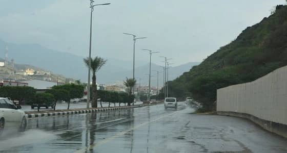 أمطار على محافظة رجال ألمع