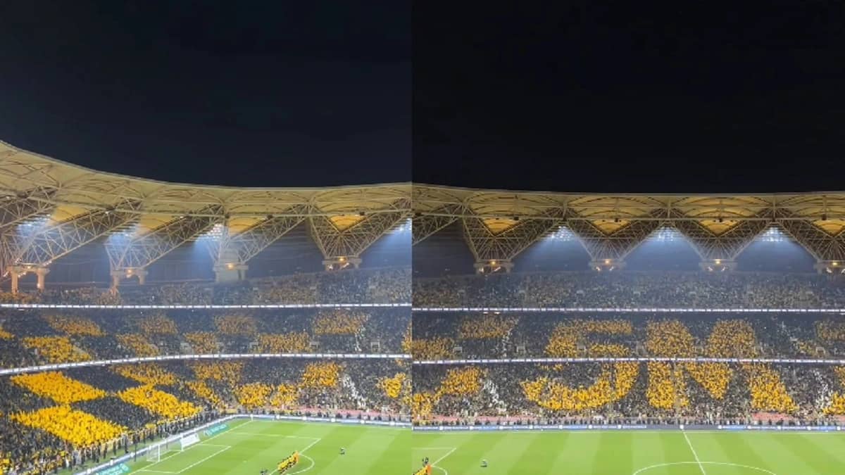 مشهد مهيب لـ تيفو جماهير الاتحاد في ملعب الإنماء .. فيديو