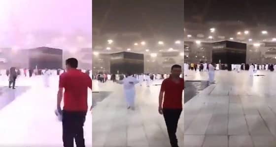 بالفيديو..صاعقة رعدية بالقرب من «الحرم المكي» مع استمرار غزارة الأمطار
