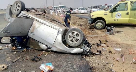 بالصور.. مصرع 4 من أسرة واحدة بحادث تصادم في الليث