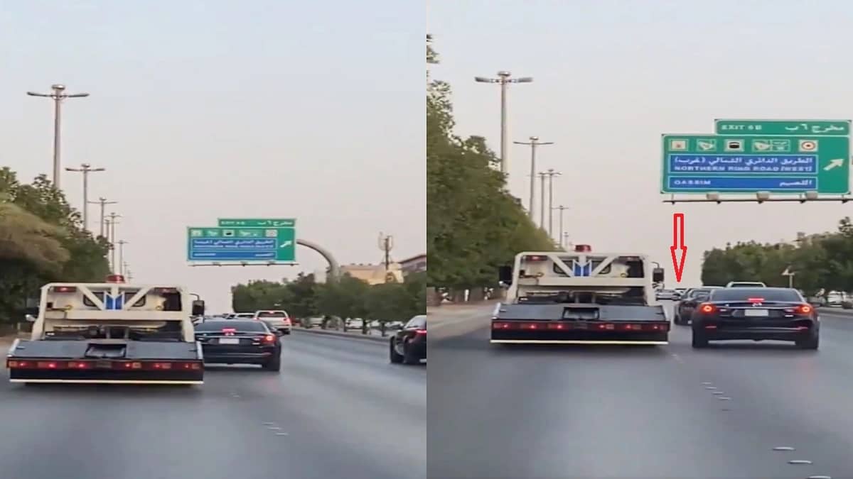 بالفيديو..سائق سطحة متهور كاد يتسبب في أكثر من حادث بالرياض