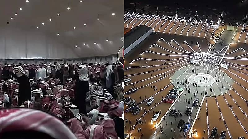 يعقوب بوشهري يقيم حفل عشاء ضخم بـ خيمته في مهرجان الصياهد .. فيديو