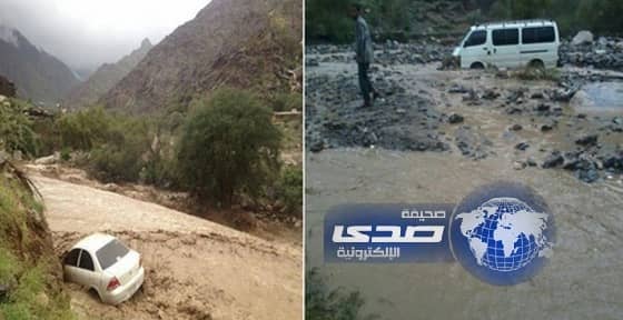 بالفيديو والصور..سيول وادي اشحط والنشم بمنطقة الباحة تجرف المركبات