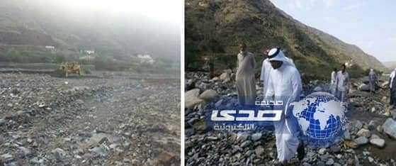 تجاوباً مع"صدى" مسؤلي محافظة قلوة ترافقهم الآليات في وادي اشحط والنشم 