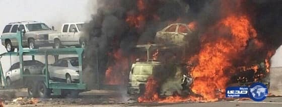 تفحم مقيم واحتراق سيارات في حادث على طريق الخرمة - رنية