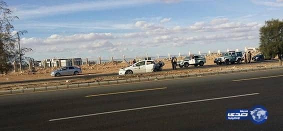 انقلاب سيارة دورية أمنية على طريق "الجوف حائل"