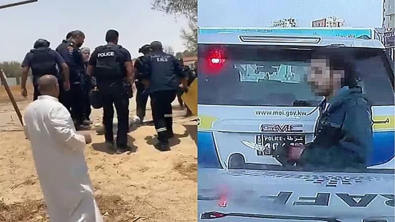شاهد.. وفاة قاتل والدته وشرطي المرور بالكويت بعد القبض عليه