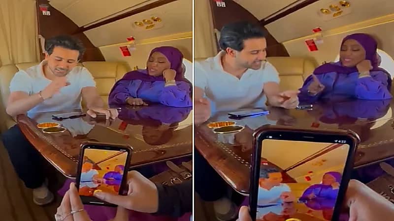موضي تشارك فؤاد عبدالواحد الغناء في الطائرة .. فيديو