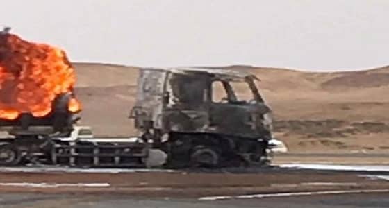وفاة شخص إثر حادث حريق ناقلة وقود في تبوك