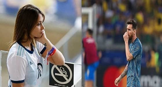 بالصور.. زوجة ميسي تسانده في السوبر كلاسيكو
