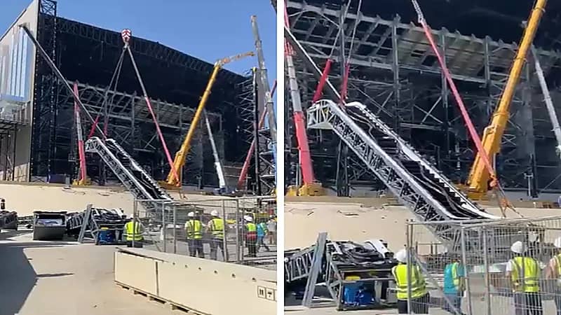 تركيب سلم كهربائي في ملعب المملكة أرينا .. فيديو