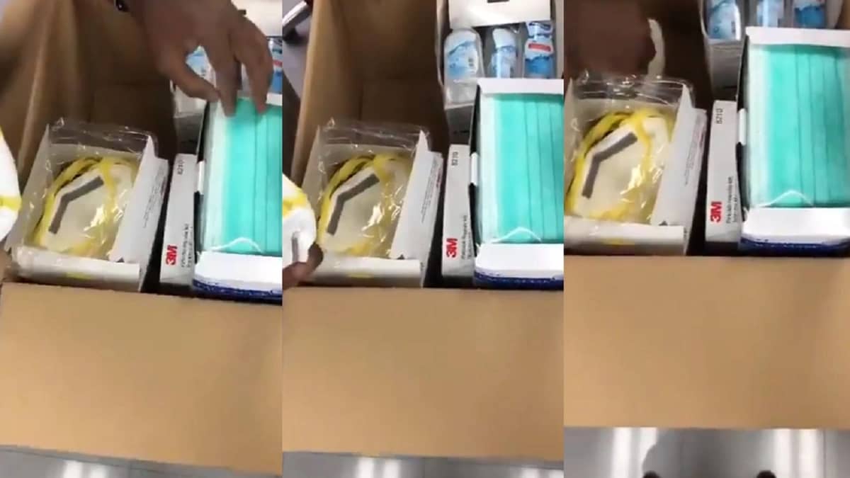 مقيم أمريكي يرسل معقمات وكمامات إلى أسرته بعد شُحها في أمريكا (فيديو)