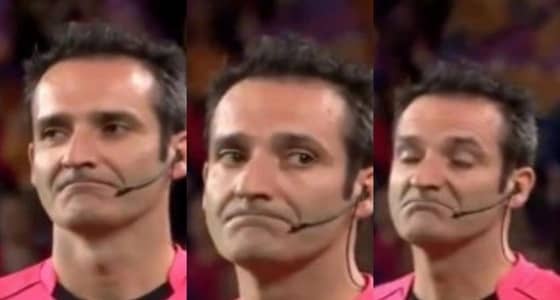 تعبيرات حكم كلاسيكو الأرض تفضح الأخطاء التحكيمية لحساب البرسا