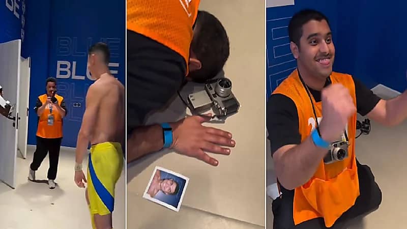 مصور يسجد شكرا لله بعد التقاطه صورة لرونالدو .. فيديو