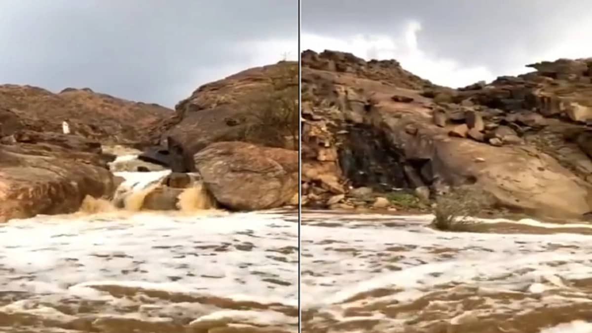 بالفيديو .. منظر خلاب لشلالات المسيجيد بغرب المدينة المنورة