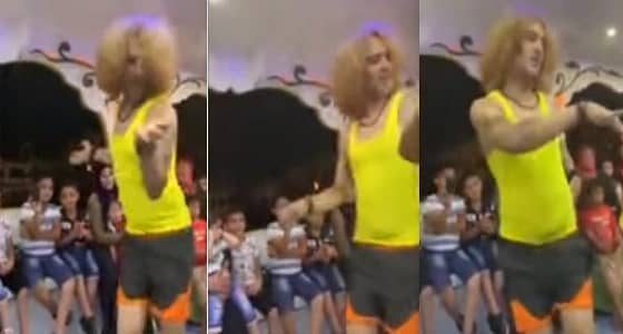 رجل متشبه بالنساء يفاجئ رواد المصيف بوصلة رقص مبتذلة