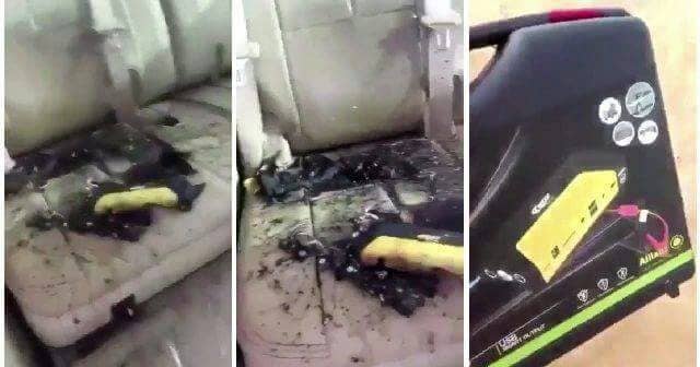 بالفيديو .. أضرار جسيمة في مركبة مواطن بعد انفجار شاحن