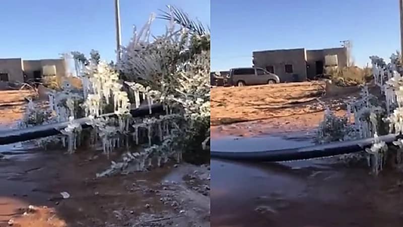 بالفيديو.. تجمد المياه في طبرجل اليوم إثر موجة البرد الشديدة