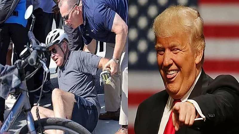 ترامب يسخر من سقوط بايدن عن الدراجة