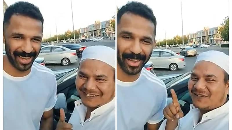 شاهد .. ردة فعل عامل قابل محمد العويس صدفة في الشارع