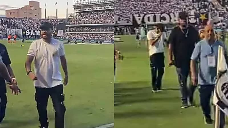 نيمار يُقبّل شعار سانتوس ويحيي الجماهير .. فيديو