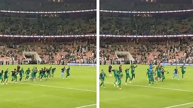 لاعبو الأهلي يحتفلون مع الجماهير بعد الفوز على نيوم .. فيديو