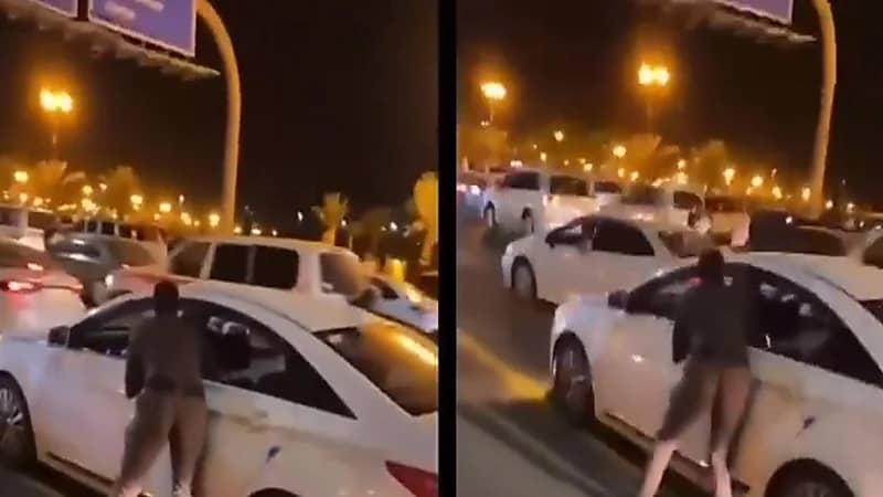 بالفيديو.. رجل أمن يخاطر بحياته لإيقاف مراهق متهور