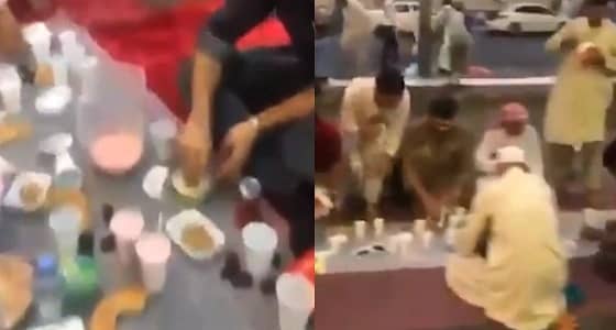 بالفيديو.. إفطار الصائمين تحت قطرات المطر في المدينة المنورة