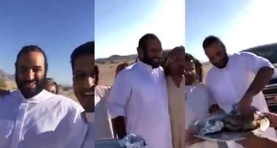 شاهد.. سمو ولي العهد يلبي دعوة المواطنين ويشاركهم وجبة الغذاء في نيوم
