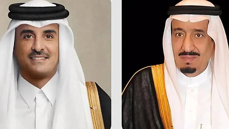 أمير قطر يهنئ خادم الحرمين الشريفين بمناسبة ذكرى يوم التأسيس