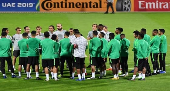 بالصور..استعدادات الأخضر لمواجهة منتخب قطر