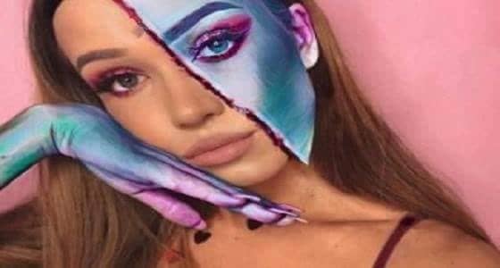 بالصور.. شابة تحول وجهها إلى لوحات مدهشة