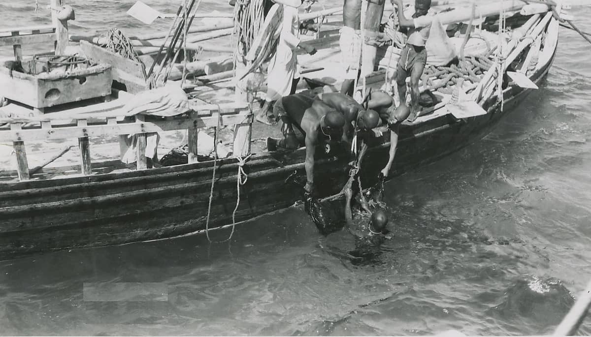 لقطة لصيادي اللؤلؤ في الاربعينيات الميلادية