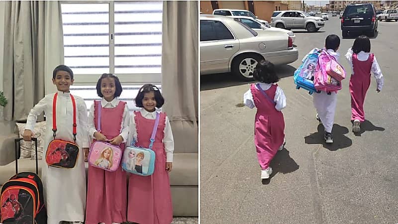 "تعليم عسير" يكرم طفل حمل حقيبتي شقيقتيه الصغيرتين أثناء خروجهما من المدرسة