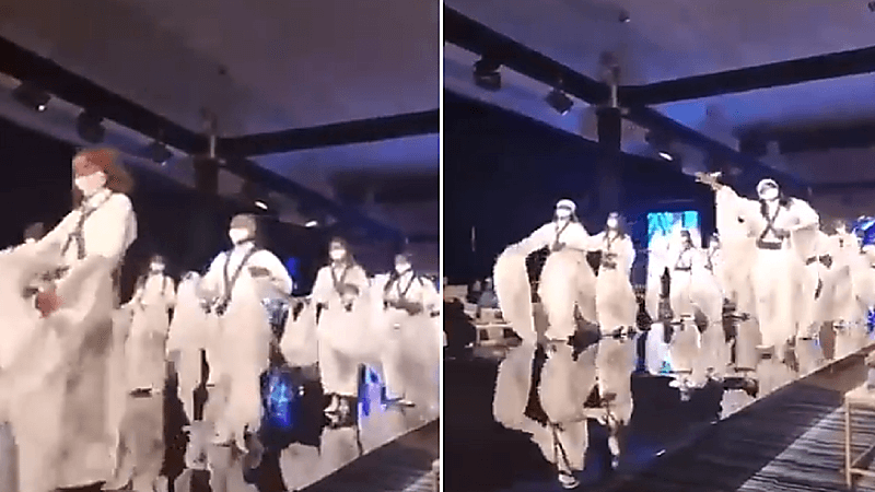 بالفيديو.. عرض لفتيات على مسرح بالثوب و "المجند"