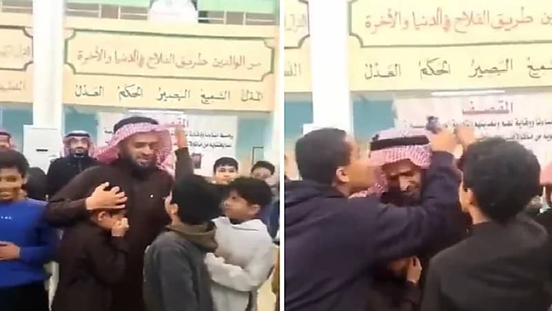 بالفيديو .. لحظات مؤثرة لمعلم يودع طلابه يوم تقاعده