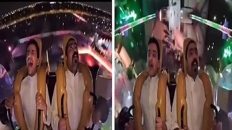 لحظة إغماء شاب أثناء تجربته لعبة خطيرة في ملاهي .. فيديو