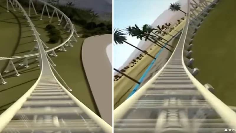 أفعوانية "رحلة الصقر" في متنزه 6 فلاجز بالقدية .. فيديو