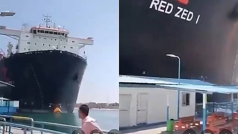 اصطدام مروع لسفينة RED ZED 1 برصيف ركاب القنطرة في قناة السويس .. فيديو
