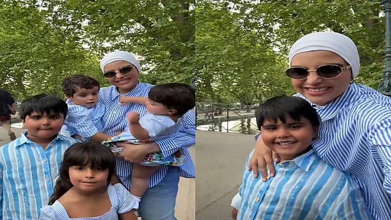 سارة الودعاني تشارك في ترند جديد بأطفالها الـ4.. فيديو