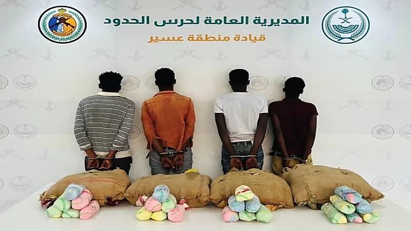 القبض على 4 مخالفين لتهريبهم 80 كلجم من نبات القات المخدر في عسير