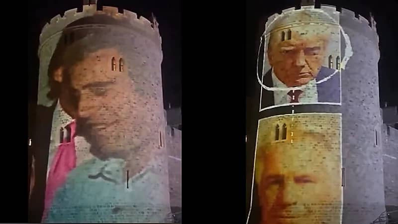 اعتقال 4 أشخاص عرضوا صور ترامب وصديقه إبستين على جدران قلعة بريطانية .. فيديو