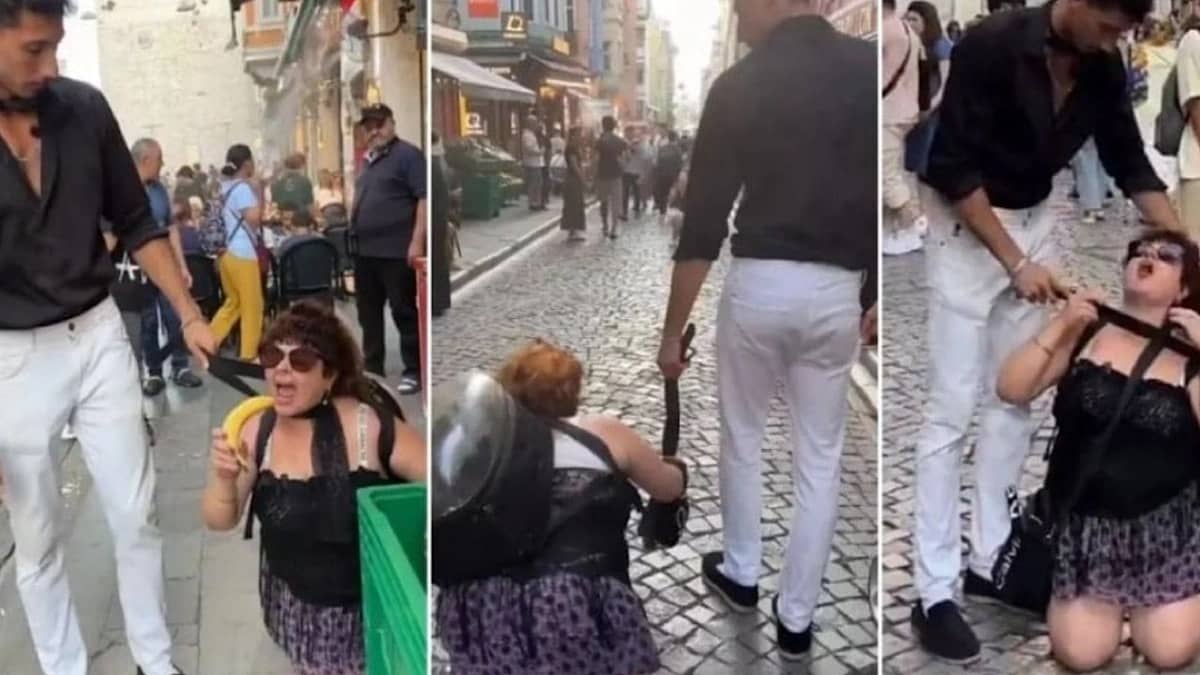 الشرطة التركية تقبض على شاب ظهر في مقطع يجر سيده بسلسلة..فيديو