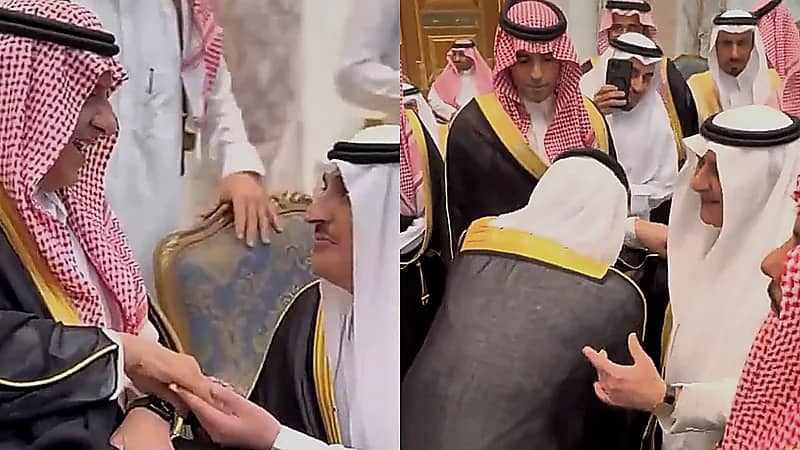 العريس الأمير أحمد بن سلطان يُقبل أيادي إخوانه الكبار .. فيديو