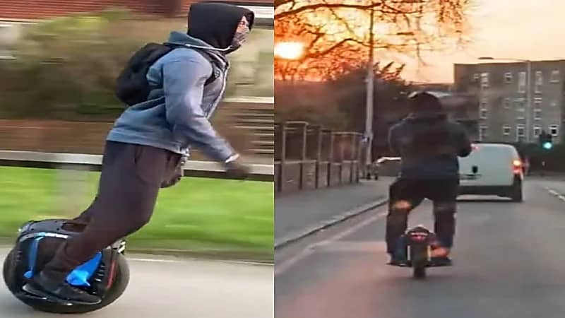 شاهد.. شخص يسير على سكوتر كهربائي بمهارة فائقة