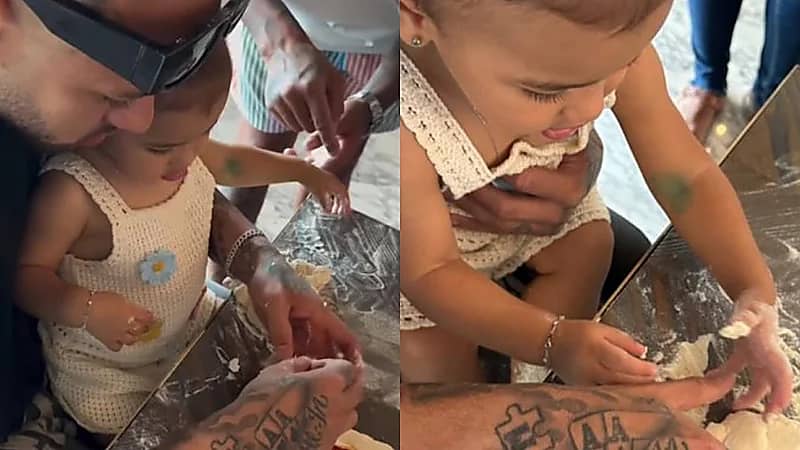 نيمار يشارك في إعداد وجبة الغداء برفقة ابنته ماڤي .. فيديو