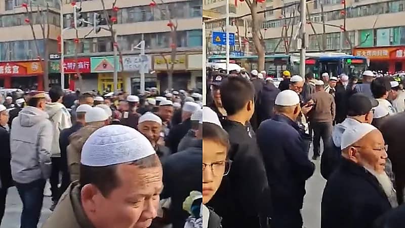 لحظة رفع الأذان في مسجد دونغقوان وسط حشود كبيرة من المصلين.. فيديو