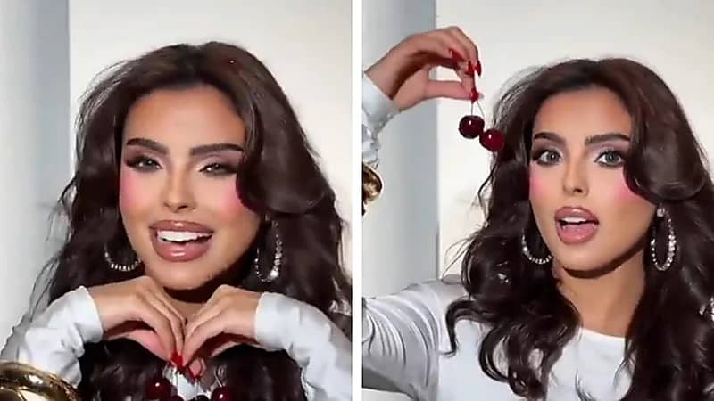 رزان عبدالله تشعل مواقع التواصل بأنوثتها ومشاركتها في تريند الكرز .. فيديو