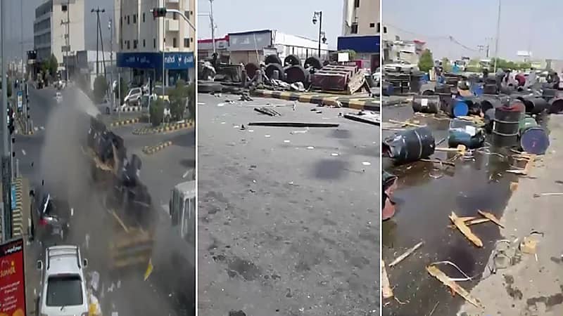 بالفيديو.. شاحنة كبيرة خارجة عن السيطرة تسحق عدة سيارات في محايل عسير