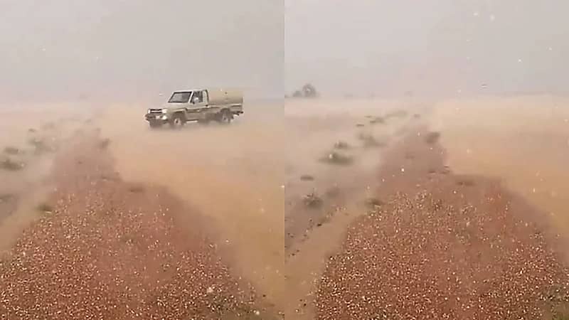 سقوط أمطار غزيرة مصحوبة برياح قوية جنوب غرب حائل.. فيديو